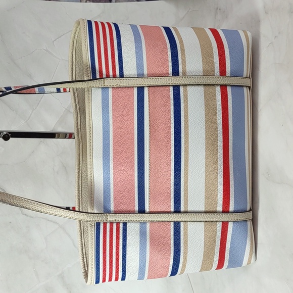 Dana Buchman Stripe Faux Leather Tote Bag - Picture 4 of 12